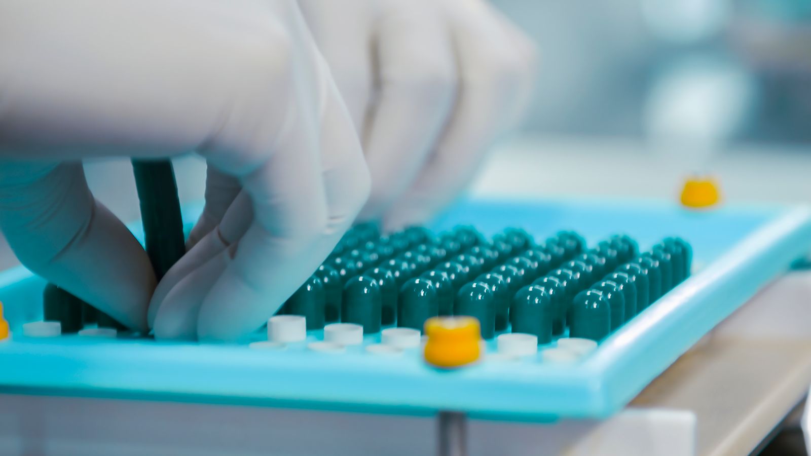 OEM supplement manufacturing cleanroom with production technicians